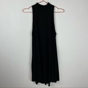 Enya Costa Mock Neck Sleeveless A-Line Little Black Dress